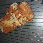 The banana cake was broken when it came out of the baking dish